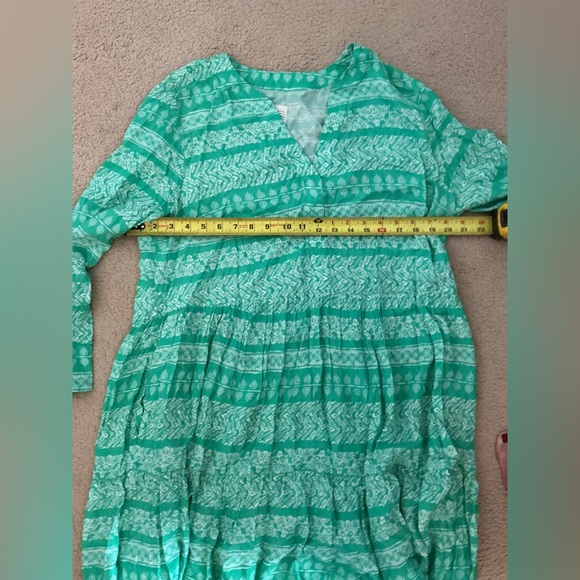 QVC Destination 365 Green and White Patterned Dress New Without Tags Large NWOT - Picture 4 of 7